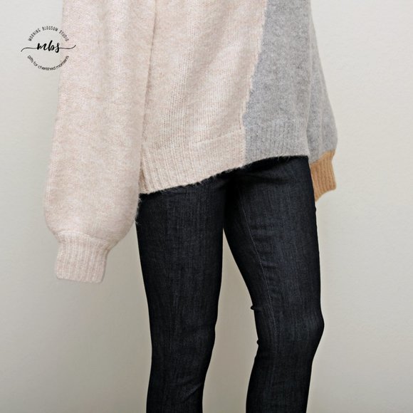 NWOT Skies Are Blue by Anthropologie Abstract Crew Neck Color Block Sweater - Picture 6 of 9